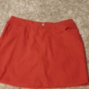 Red denim skirt